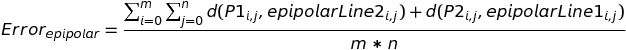 Epipolar lines drawn for the chessboard pattern corners