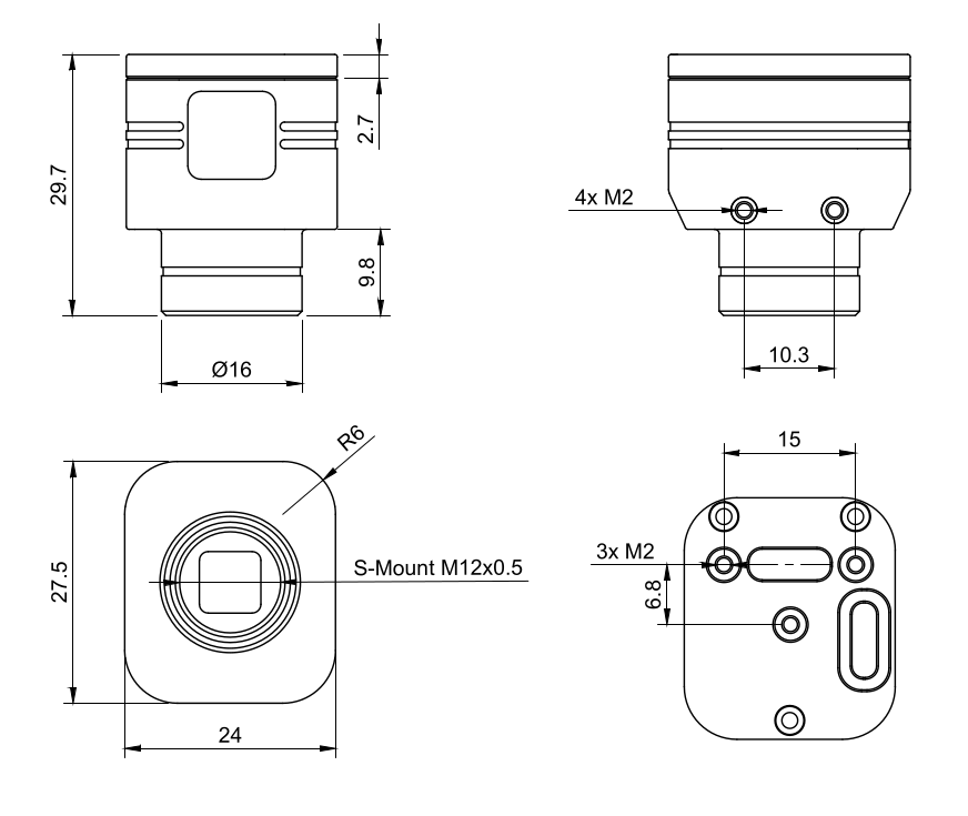 Dimensions of the DVXplorer Micro camera case