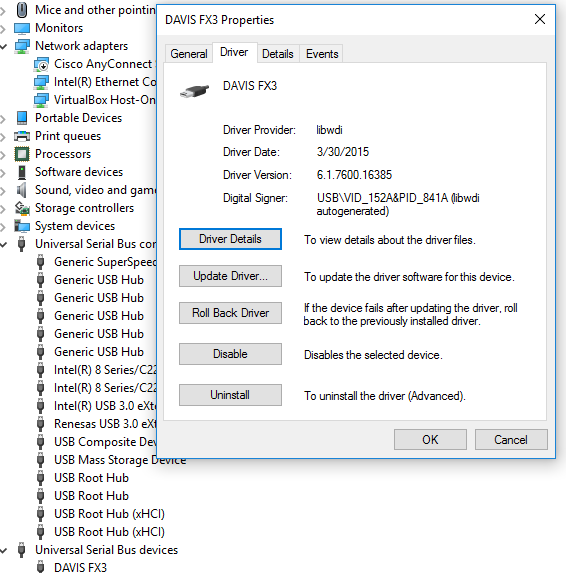 WinUSB driver installation win10