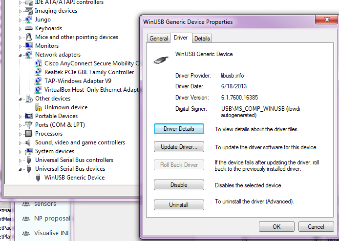 WinUSB driver installation win7